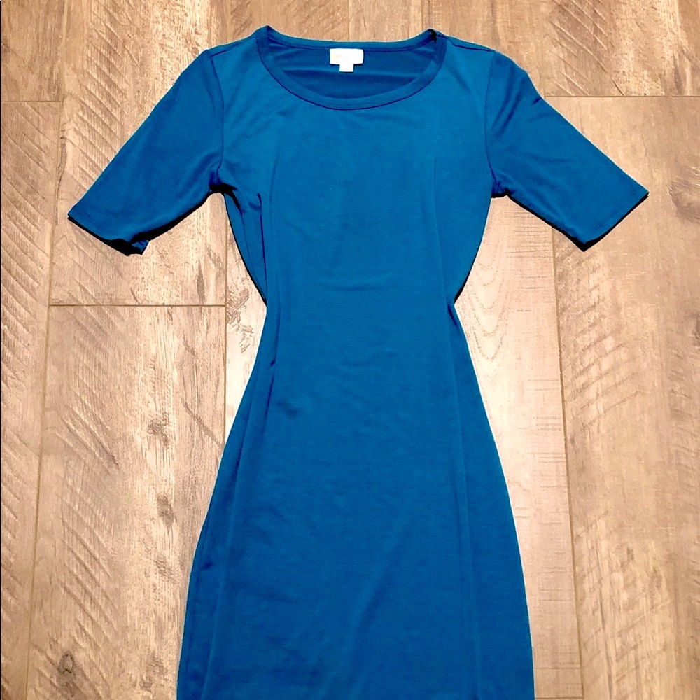 Lularoe Teal dress knee length tee shirt green blue soft tee midi XXS